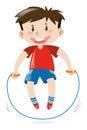 Boy jumping rope alone Royalty Free Stock Photo