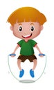 Boy jumping rope on white background Royalty Free Stock Photo