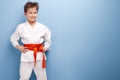 Boy in karate costume. Royalty Free Stock Photo