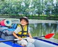 Boy kayaking Royalty Free Stock Photo