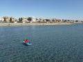 Boy kayaking in Ostia Lido