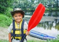 Boy kayaking Royalty Free Stock Photo