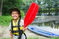 Boy kayaking Royalty Free Stock Photo