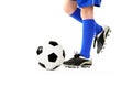 Boy kicking soccer ball