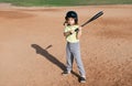 Boy kid posing with a baseball bat. Portrait of child playing baseball. Royalty Free Stock Photo