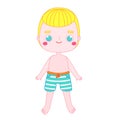 Boy kid in swimming trunks. beach summertime vacation child