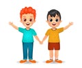Boy kids holding hands together vector Royalty Free Stock Photo