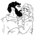 Boy kissing girl on the cheek coloring image