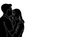 Boy kissing on girls forehead, beautiful teen couple Character silhouette vector illustration Royalty Free Stock Photo