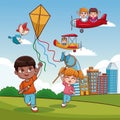 Boy with kite cartoon Royalty Free Stock Photo