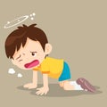 Boy kneel down have Dizziness Royalty Free Stock Photo