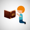 boy kneeling bleesed bible icon Royalty Free Stock Photo