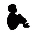 A boy kneeling down, silhouette vector