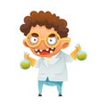 Boy in Lab Coat with Poison Flask as Halloween Character Vector Illustration