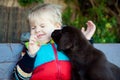A boy with Labrador puppy Royalty Free Stock Photo