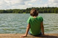 Boy at lake Royalty Free Stock Photo