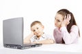 Boy and laptop Royalty Free Stock Photo