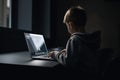 Boy laptop. Generate Ai Royalty Free Stock Photo