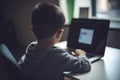 Boy laptop. Generate Ai Royalty Free Stock Photo