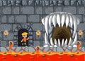 A boy in lava game scene Royalty Free Stock Photo