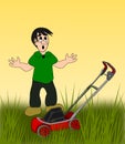 Boy with Lawn Mower