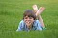 Boy laying in Grass Royalty Free Stock Photo