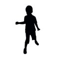 A boy leaning down, silhouette vector