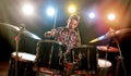 Teenage boy behind drum kit Royalty Free Stock Photo