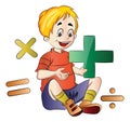 Boy Learning Math, illustration Royalty Free Stock Photo