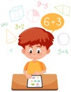 Boy learning math using tablet Royalty Free Stock Photo