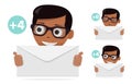 Boy with a letter in her hand. The icon for the site. The fun animated style. For modern websites and mobile app.