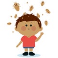 Child with lice on his head. Vector Illustration