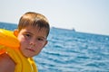 Boy in life jacket Royalty Free Stock Photo