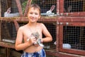 Boy with little rabbit