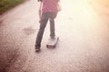 Boy on a longboard. Royalty Free Stock Photo
