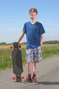 Boy with longboard