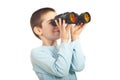 Boy looking through binocular Royalty Free Stock Photo