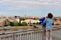 Boy looking at the city Royalty Free Stock Photo