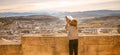 Boy looking at city panoramic view Royalty Free Stock Photo