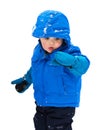 Boy Looking Snow on His Glove - Isolated Royalty Free Stock Photo