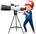 A boy looking through telescope Royalty Free Stock Photo