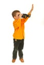 Boy looking throught binocular Royalty Free Stock Photo