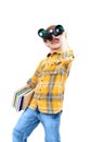 The boy looks into binocular Royalty Free Stock Photo