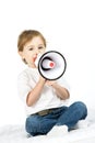 Boy with loud speaker Royalty Free Stock Photo