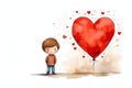 boy in love valentines day sketch AI generated Royalty Free Stock Photo