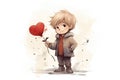 boy in love valentines day sketch AI generated Royalty Free Stock Photo