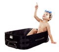 Boy in the luggage Royalty Free Stock Photo