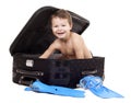 Boy in the luggage Royalty Free Stock Photo