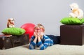 Boy lying on the floor