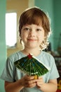 Boy made of paper christmas tree Royalty Free Stock Photo